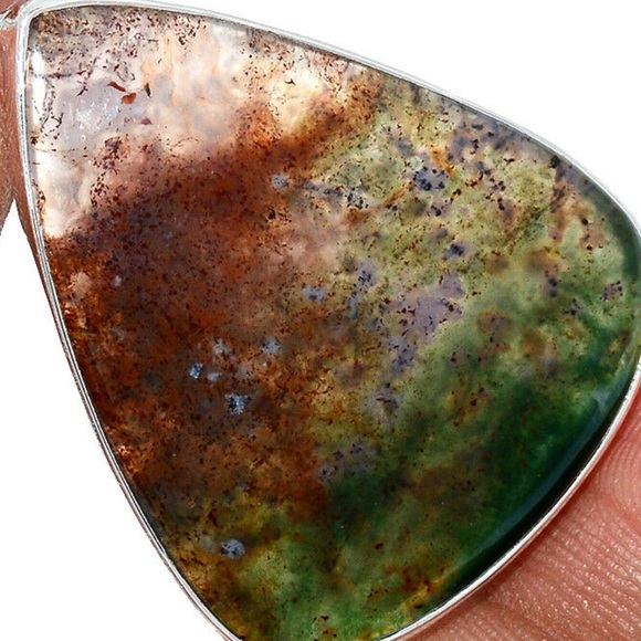 Texas Red and Green Moss Agate Sterling silver pendants - Picture 2 of 4
